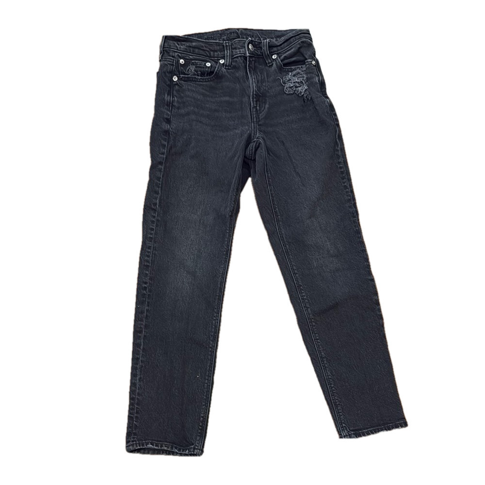 American Eagle black distressed jeans, size 0